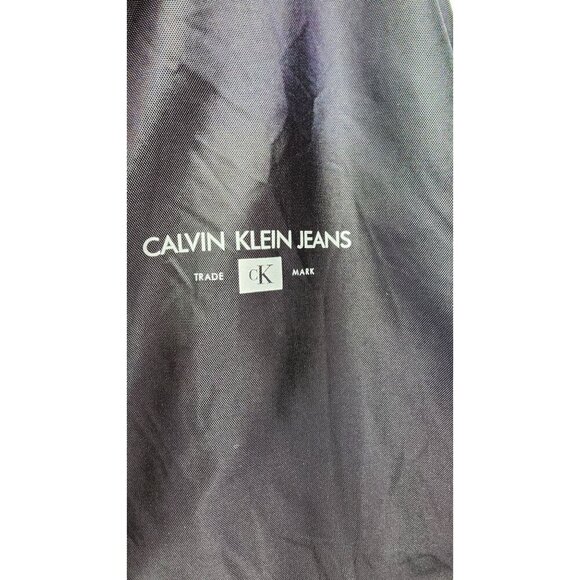 Calvin Klein Jeans Black Hooded Jacket XXL Lightweight Nylon Coat With Logo Prin - Picture 5 of 16
